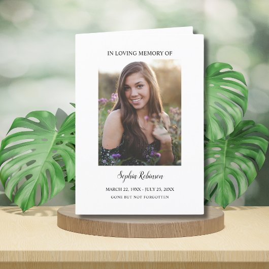 シンプルな葬儀 追悼 2枚の写真 記念カード サンキューカード