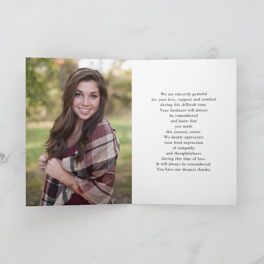 シンプルな葬儀 追悼 2枚の写真 記念カード サンキューカード (内部)