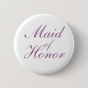 シンプルな薄紫および白いメイド・オブ・オーナー（花嫁付き添い人）ボタン 缶バッジ
