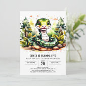 シンプルな蛇のお誕生日おめでとう 招待状 (スタンド正面)