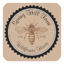 シンプルな蜂の絵 Kraft紙 ハニーポット ステッカー