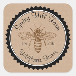 シンプルな蜂の絵 Kraft紙 ハニーポット ステッカー