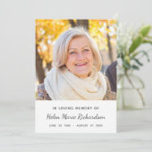 シンプルな記念の写真の白い悔やみや弔慰は感謝していしています サンキューカード (スタンド正面)