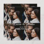 シンプルな記念日写真コラージュ名前日付 サンキューカード (正面/裏面)