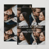 シンプルな記念日写真コラージュ名前日付 ポストカード (正面/裏面)