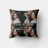 シンプルな記念日写真コラージュ名日付 クッション (裏面)