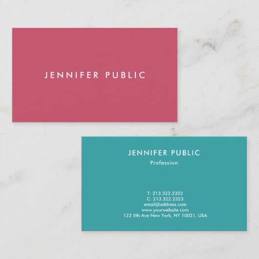 シンプルな設計のテンプレートの傾向はプロフェッショナルを着色します 名刺 (正面/裏面)