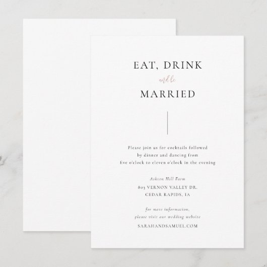 シンプルな詳細カード, 結婚詳細カード 招待状 (正面/裏面)