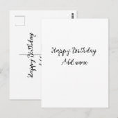 シンプルな誕生日タイトルを追加 名前 ミニマル ポストカード (正面/裏面)