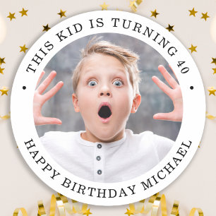 シンプルな誕生日パーティー お好みの年齢 写真 ラウンドシール
