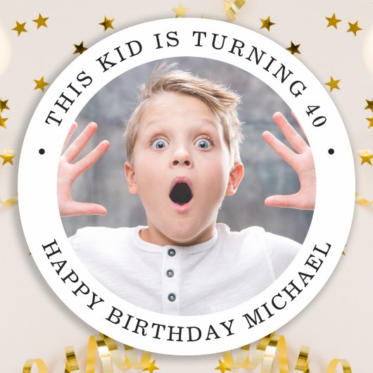 シンプルな誕生日パーティー　お好みの年齢　写真 ラウンドシール
