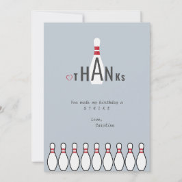 シンプルな誕生日プラン - ダスティーブルーボウリングパーティ サンキューカード