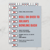 シンプルな誕生日ボウリングパーティー 招待状 (正面/裏面)