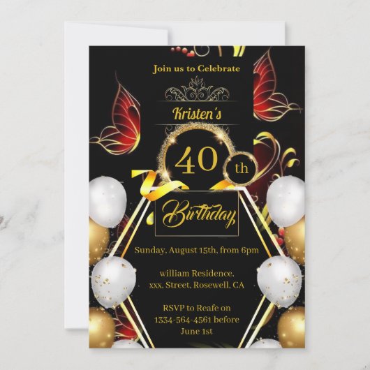 シンプルな誕生日招待状 招待状 (正面)