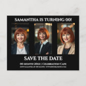 シンプルな誕生日 どんな年齢 3枚写真 パーティー テンプレート ポストカード (正面)