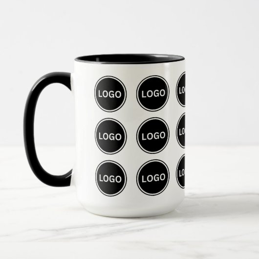 シンプルな販促用ビジネス ロゴ パターン コーヒー マグカップ (左)