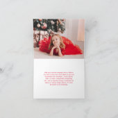 シンプルな赤いエレガントな写真 現代のクリスマス シーズンカード (内部)
