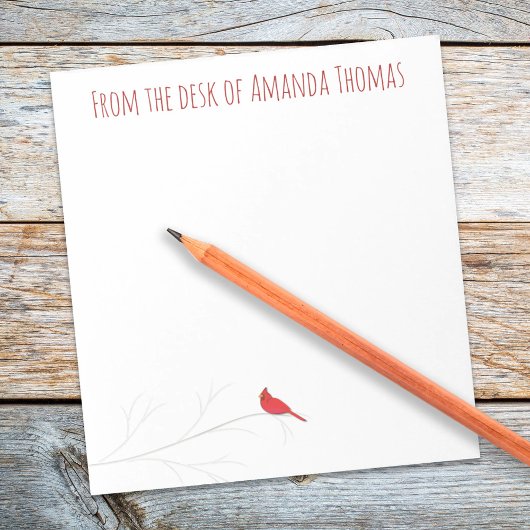 シンプルな赤いカーディナル冬の優雅な白樺の木 ノートパッド