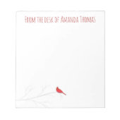 シンプルな赤いカーディナル冬の優雅な白樺の木 ノートパッド (正面)