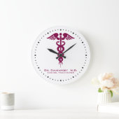 シンプルな赤いケリュケイオンの博士のOffice ラージ壁時計 (ホーム)