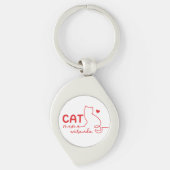 シンプルな赤いハートの猫ママ 母の日 キーホルダー (正面)