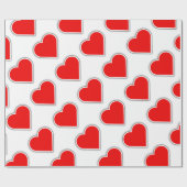 シンプルな赤いハート ラッピングペーパー (フラット)