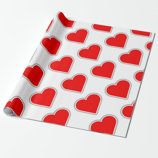 シンプルな赤いハート ラッピングペーパー (アンロールド)
