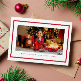 シンプルな赤いフレームのクリスマスカード 写真1枚 シーズンカード