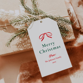 シンプルな赤いリボンのクリスマスホリデー ギフトタグ