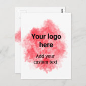 シンプルな赤い水彩画にロゴとカスタムテキストを追加 ポストカード (正面/裏面)