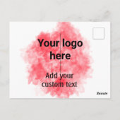 シンプルな赤い水彩画にロゴとカスタムテキストを追加 ポストカード (裏面)