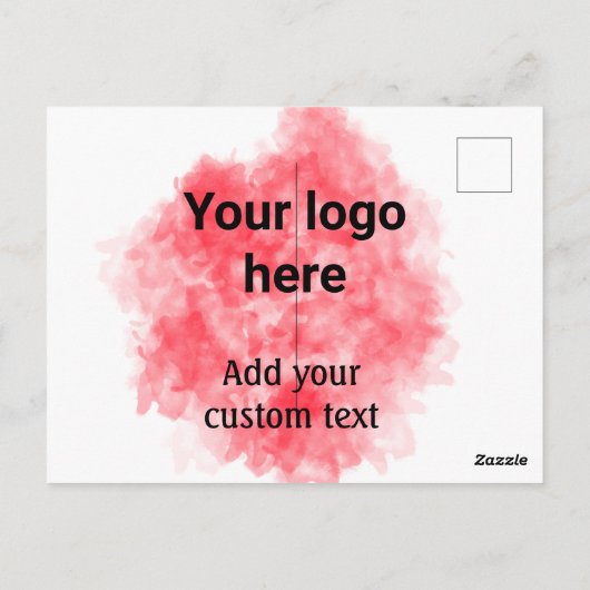 シンプルな赤い水彩画にロゴとカスタムテキストを追加 ポストカード (裏面)