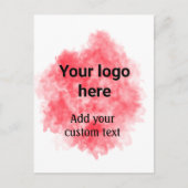 シンプルな赤い水彩画にロゴとカスタムテキストを追加 ポストカード (正面)