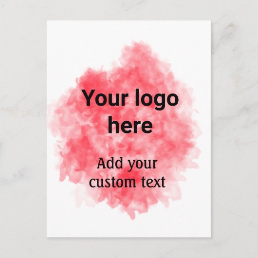 シンプルな赤い水彩画にロゴとカスタムテキストを追加 ポストカード (正面)