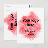 シンプルな赤い水彩画 ロゴとテキストをカスタマイズ ポストカード (正面/裏面)