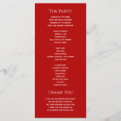 シンプルな赤い結婚式 プログラム (裏面)