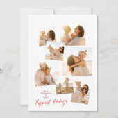 シンプルな赤い7枚の写真の最小コラージュ 幸せ シーズンカード (正面)