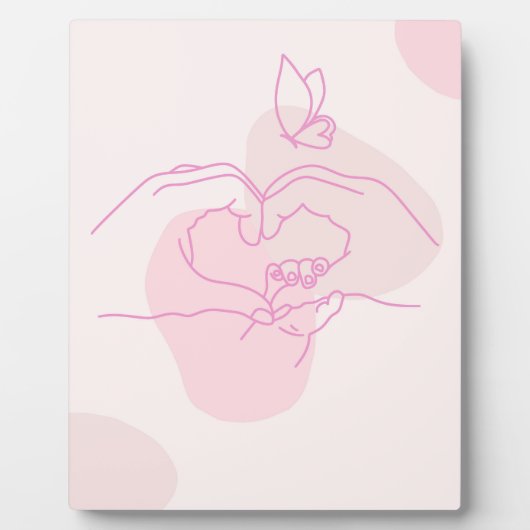 シンプルな赤ちゃんの手のラインアートと蝶 フォトプラーク (正面)