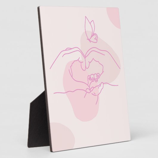 シンプルな赤ちゃんの手のラインアートと蝶  フォトプラーク (側面)