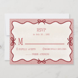 シンプルな赤とクリームのオーバーレイ写真 RSVP 招待状