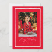 シンプルな赤と白のフレームのクリスマス写真 シーズンカード (正面)