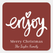 シンプルな赤と白のミニマルなクリスマスお菓子作り スクエアシール (正面)