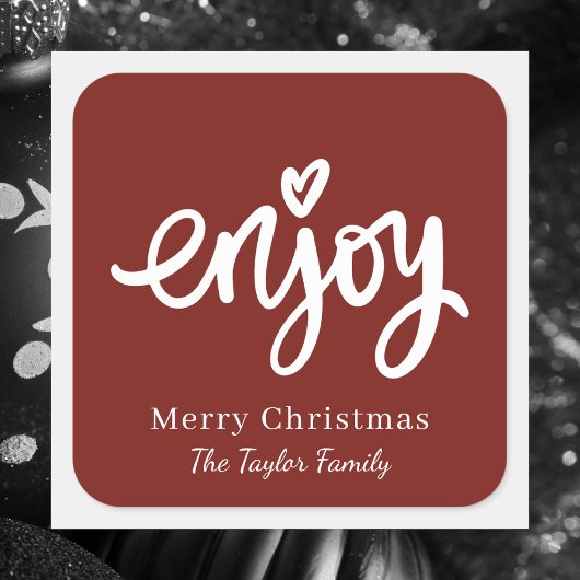 シンプルな赤と白のミニマルなクリスマスお菓子作り スクエアシール