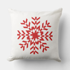 シンプルな赤と白の雪片のデザイン クッション