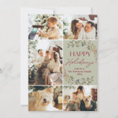 シンプルな赤と緑の5枚の写真が楽しめるハッピーホリデーカード シーズンカード (正面)