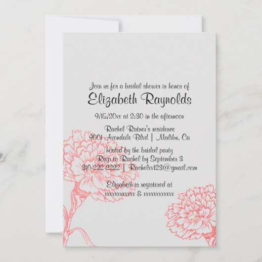 シンプルな赤と黒の結婚前お祝い会の招待状 招待状 (正面)