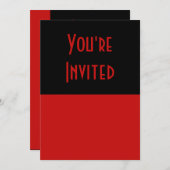 シンプルな赤と黒 招待状 (正面/裏面)