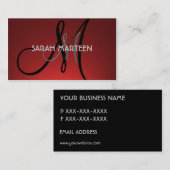 シンプルな赤はカスタムなモノグラムカード衰退します 名刺 (正面/裏面)