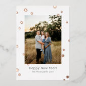 シンプルな輝きの星　１枚の写真　ハッピー・ニュー・イヤー 箔シーズンカード (正面)
