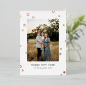 シンプルな輝きの星　１枚の写真　ハッピー・ニュー・イヤー 箔シーズンカード (立ち正面)